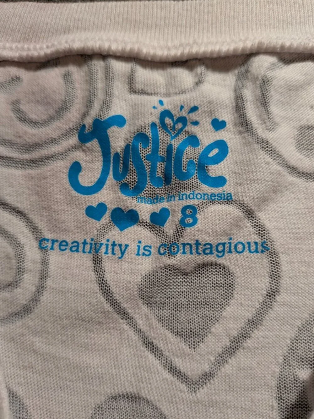 Justice Girls Size 8 White Live Love Be Happy Graphic Tank Top Smiley Heart
